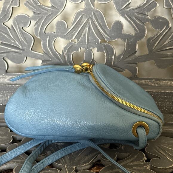 HOBO Fern Crossbody Pebbled Leather Blue Old English Brass Adjustable Strap - Picture 7 of 11